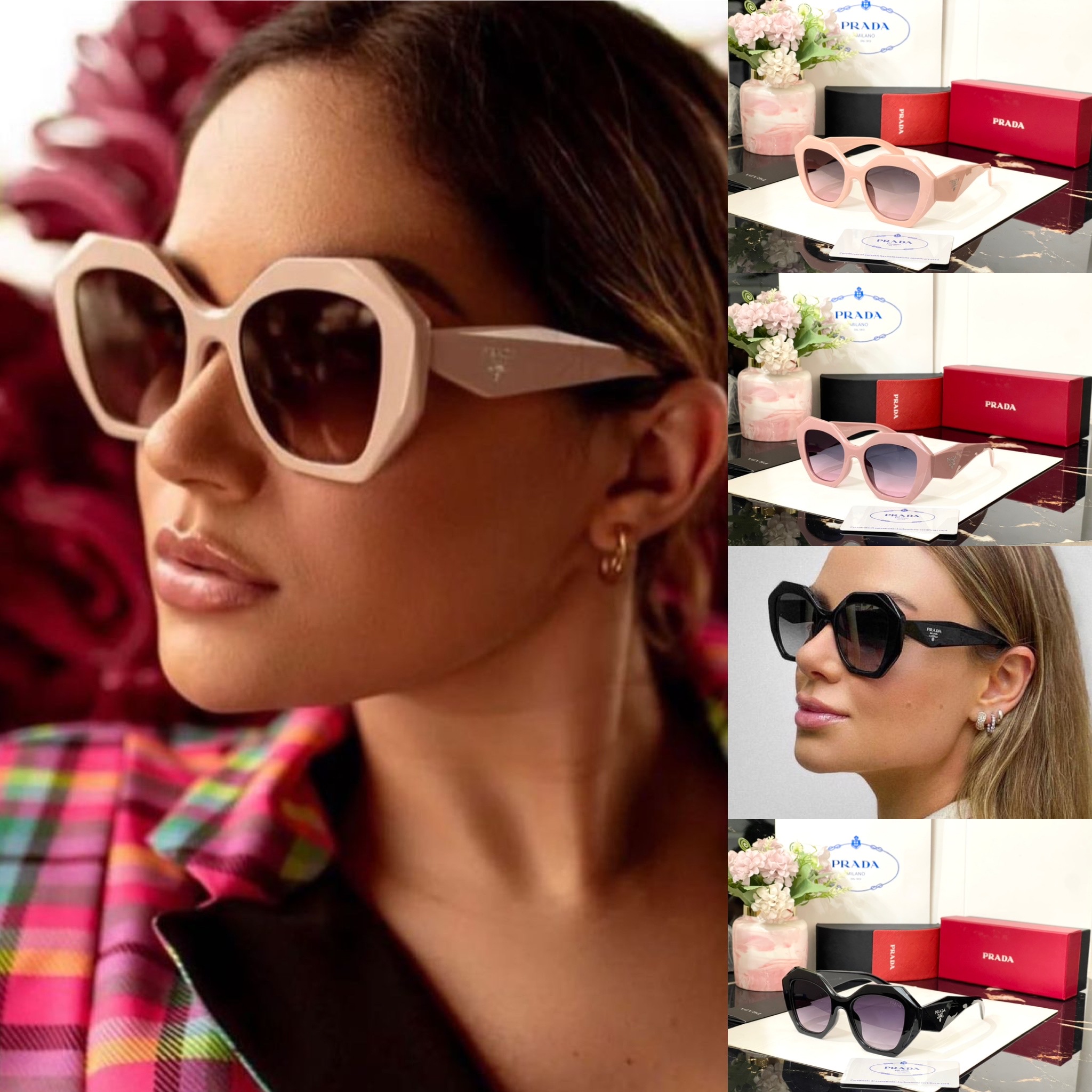 Pink big square sunglasses - Wapas