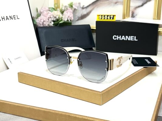 Designer black and white sunglasses