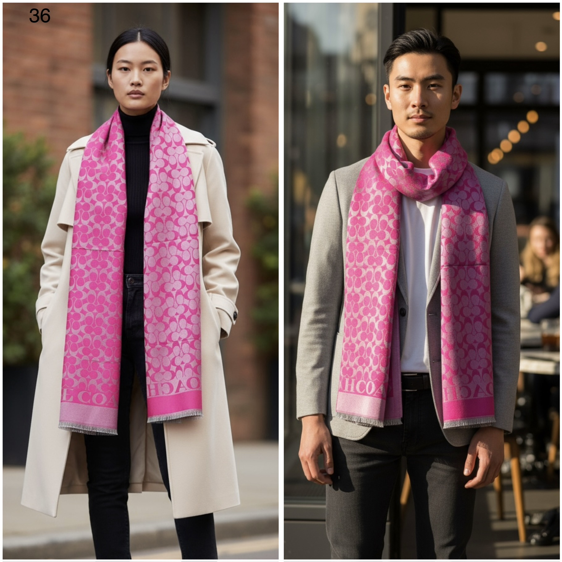 CH PINK/GREY UNISEX SEMI WARM STOLE
