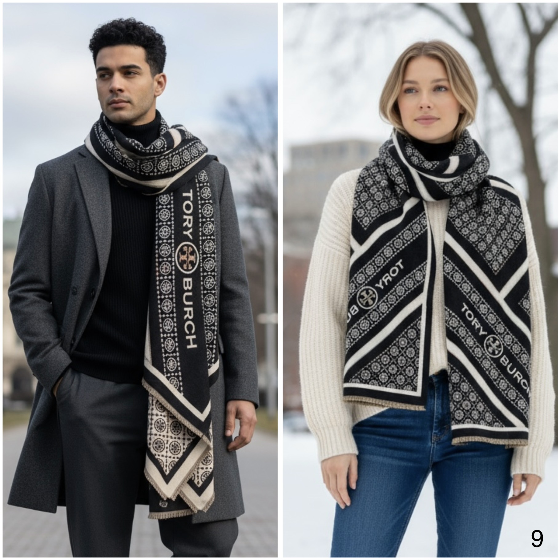 TB BLACK UNISEX WOOLLEN STOLE