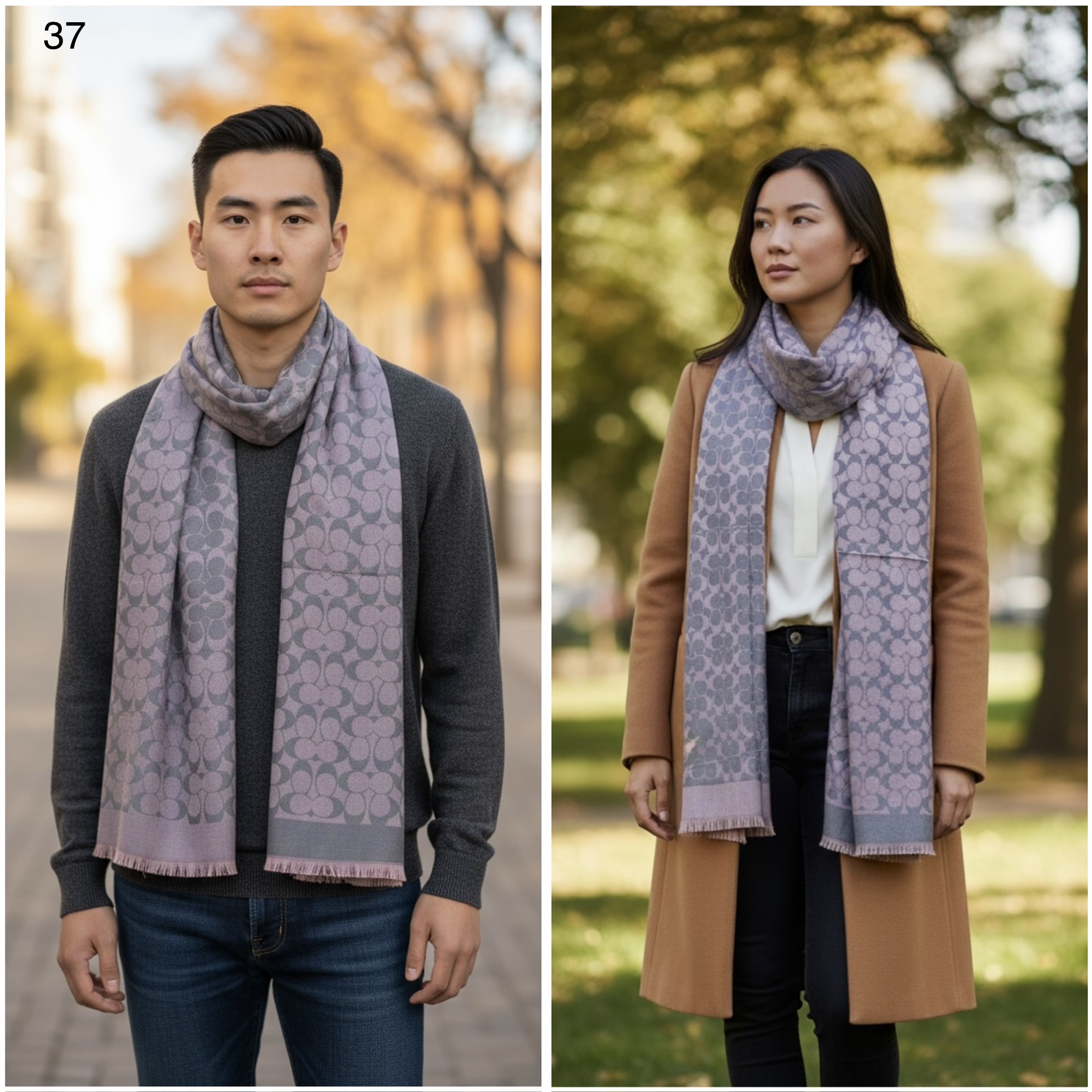 CH GREY/PINK UNISEX SEMI WARM STOLE